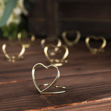 Gold Metal Double Heart Table Number Stands 10 Pack 1 Inch 