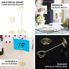 8 Inch Gold Heart Stands For Table Numbers And Menus