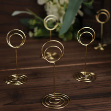 Pack of 10 Gold Metal Hoop Card Holder Number Stand Menu Clips in Mini Circle Style 3.5 Inch