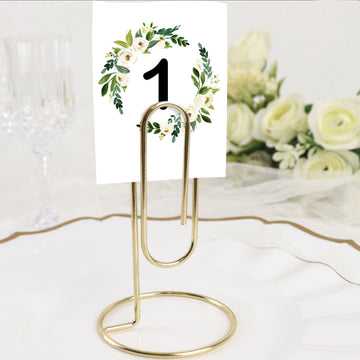 Chic and Modern Gold Metal Paperclip Card Holder Stands