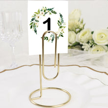 Table Number Stands With Gold Metal 5 Inch Paperclip Design