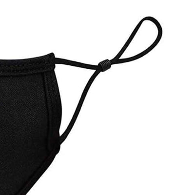 Black fabric face mask with adjustable ear loops