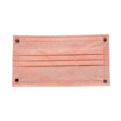 Peach disposable face mask on white background