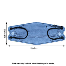 10 Pack of 4 Layer Denim Blue Breathable 3D Fish Design KF 94 Face Mask With Adjustable Nose Clip