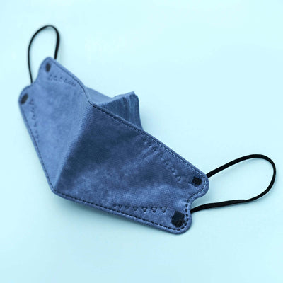Blue fabric face mask with adjustable ear loops.