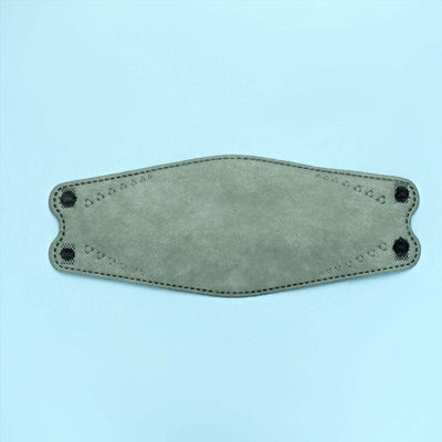 Gray leather mask with decorative stitching details