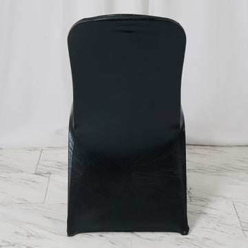 Create an Extraordinary Atmosphere with our Shiny Metallic Black Spandex Banquet Chair Cover