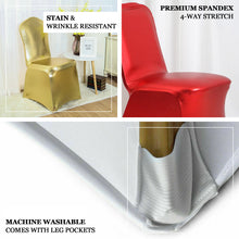 Premium Fitted Spandex Shiny Metallic Red Chair Cover