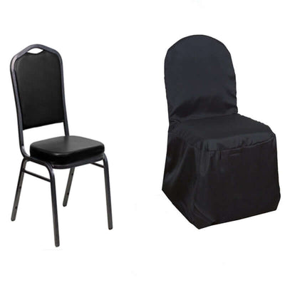Black chair and chair cover set on a plain white background