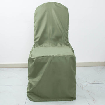 Elevate Your Event with the Dusty Sage Green Polyester Banquet Chair Cover