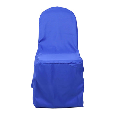 Blue chair cover on a plain background.