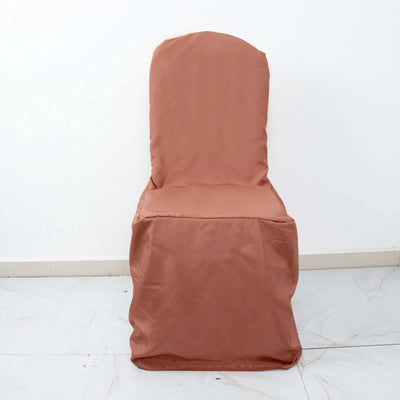 Brown chair cover on a plain backdrop.