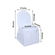 A white polyester banquet chair cover