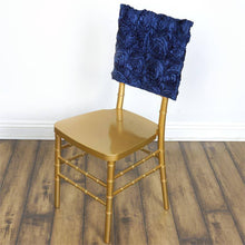 16 Inch Navy Blue Chiavari Satin Rosette Chair Caps Back Covers