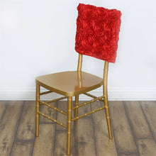 16 Inch Red Chiavari Satin Rosette Chair Caps Back Covers
