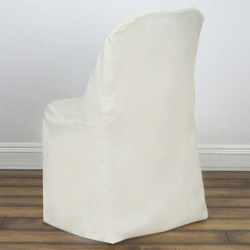 Elevate Your Event with Ivory Polyester Folding Flat Chair Cover