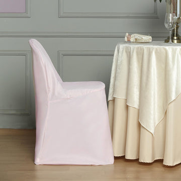 Blush Polyester Folding Round Chair Cover: Style and Practicality Combined