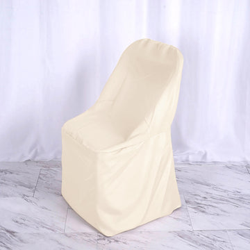 Beige Polyester Folding Chair Cover - Add Elegance to Your Event
