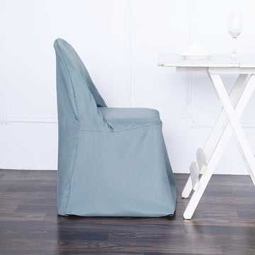 Dusty Blue Polyester Folding Round Chair Cover: Style and Convenience in One