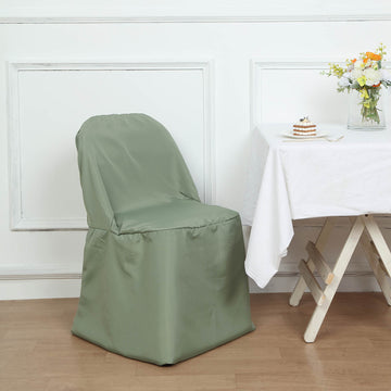 Elevate Your Event with the Dusty Sage Green Polyester Folding Chair Cover