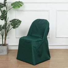 Hunter Emerald Green Polyester Folding Round Chair Cover, Reusable Stain Resistant Chair Cover