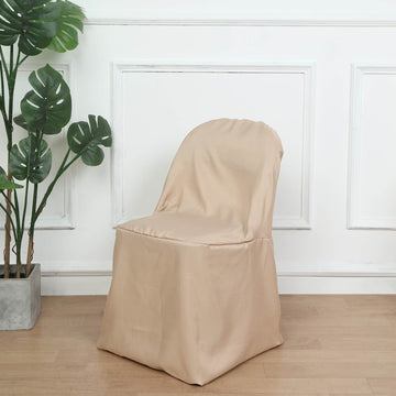 Invest in Style and Elegance with the Nude Polyester Folding Round Chair Cover