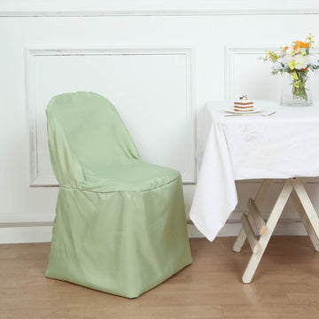 Elevate Your Event with the Sage Green Polyester Folding Round Chair Cover