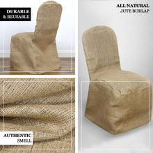 100 % Reusable Rustic Jute Burlap Natural Banquet Chair Covers