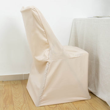 Create a Memorable Event with Beige Lifetime Polyester Reusable Folding Chair Cover