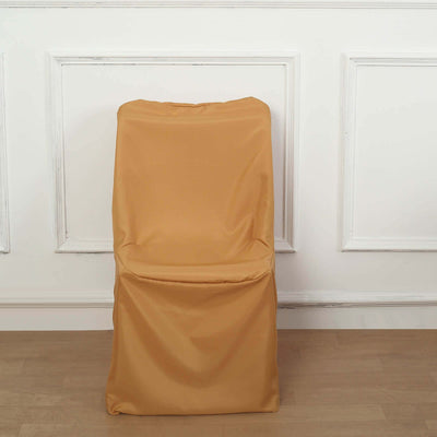 Tan chair cover on a plain backdrop for protection and style.