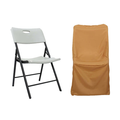 Folding chair and chair cover set on plain backdrop