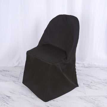 Versatile and Stylish Black Polyester Folding Round Chair Cover