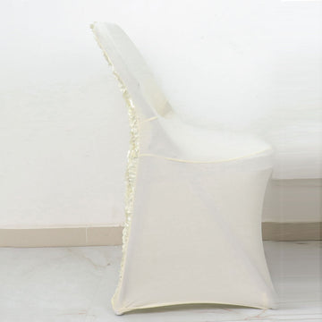 Create a Stunning Visual Impact with the Ivory Satin Rosette Spandex Stretch Chair Cover