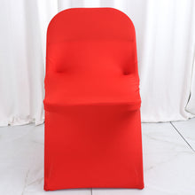 Red Rosette Satin Spandex Folding Chair Cover 