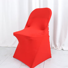 Red Folding Stretch Chair Cover Rosette Satin Spandex 