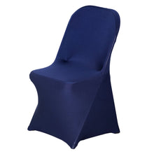 Navy Blue Spandex Stretch Fitted Folding Chair Cover - 160 GSM#whtbkgd