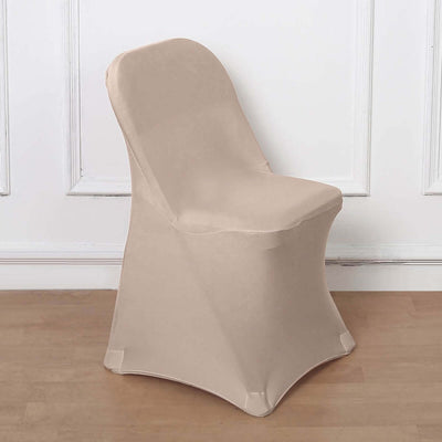 Beige stretch chair cover for wedding or event decor