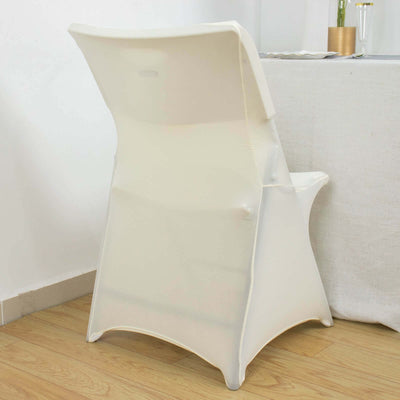 White plastic chair with a modern design, viewed from the back.