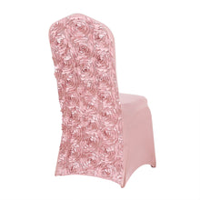 Satin Spandex Dusty Rose Banquet Chair Cover With 3D Rosettes