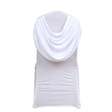 White Ruched Swag Back Spandex Fitted Banquet Chair Cover#whtbkgd