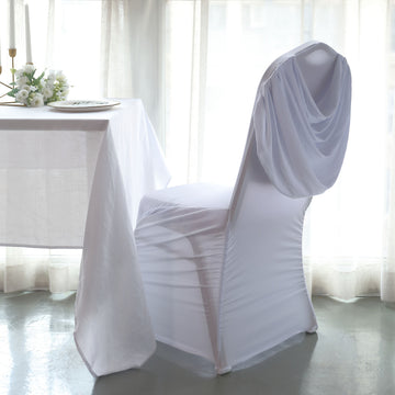 Enhance Your Event Decor with the White Ruched Swag Back Spandex Fitted Banquet Chair Cover