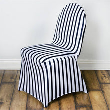 Fitted Banquet Black & White Striped Spandex Stretch Chair Cover With Foot Pockets