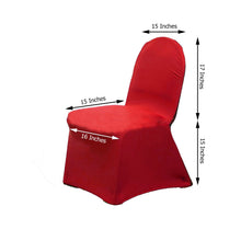 Banquet Spandex Fitted Chair Cover - Red 4-way Stretch Spandex Chair Cover with measurements of 15 inches and 16 inches