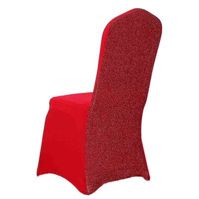 Red glitter chair cover for elegant event decor