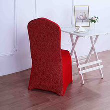 Stretch Chair Cover in Red with Tinsel Back