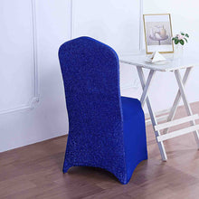 Fitted Royal Blue Spandex Chair Cover with Tinsel Back 