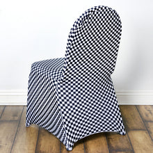 Checkered Black & White Buffalo Plaid Fitted Spandex Stretch Chair Covers