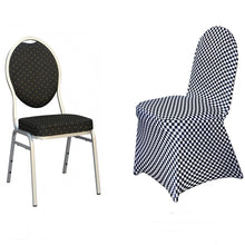 Black & White Stretch Buffalo Plaid Spandex Fitted Checkered Chair Covers