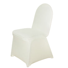 Ivory Spandex Stretch Fitted Banquet Chair Cover - 160 GSM#whtbkgd