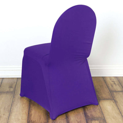 Purple chair cover on a chair, showcasing a sleek design.